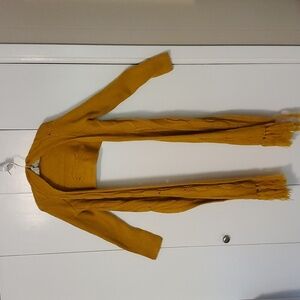 Gold half sweater with attached scarf